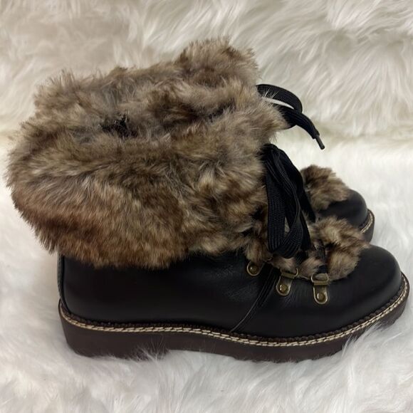 Lands End Womens 477938 Faux Fur Lined Cuff Boots Fisherman Core D20 - Picture 7 of 10